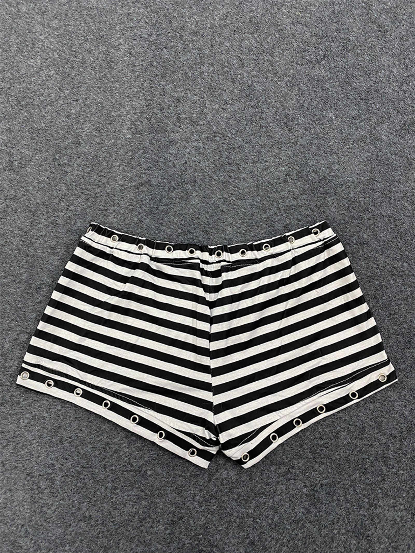 Korean Style Y2K Black and White Striped Shorts