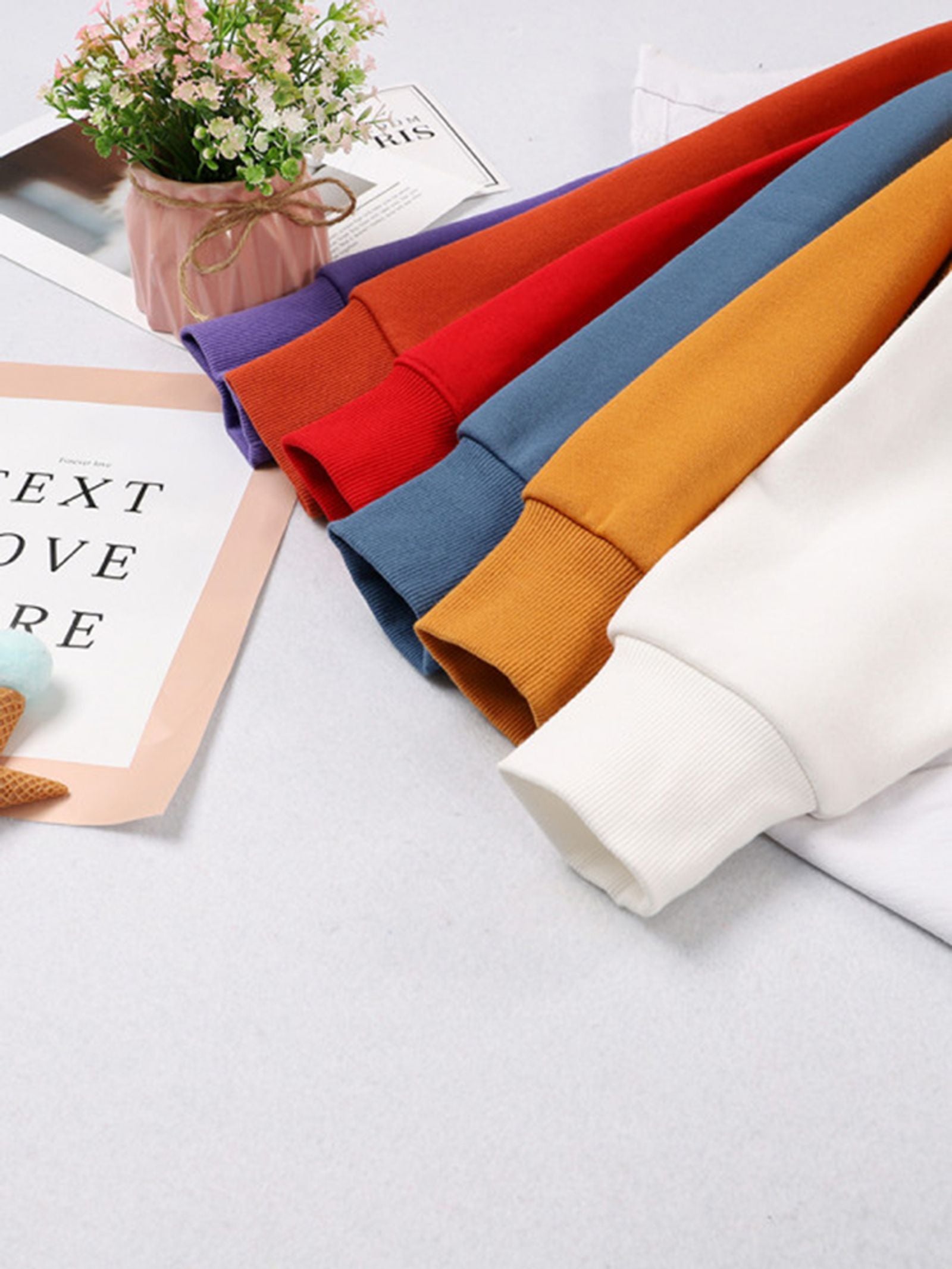 Womens Autumn Winter Solid Fleece Hoodie