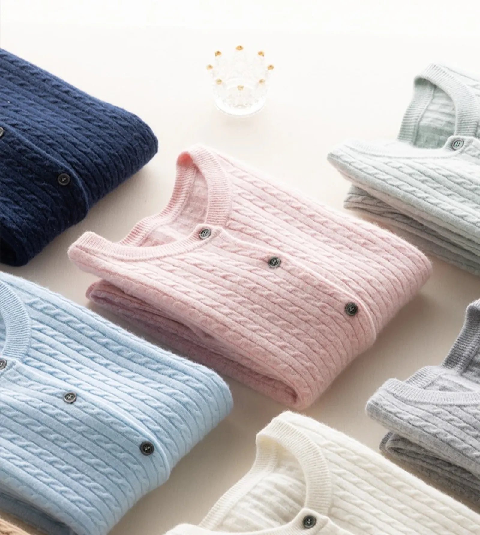 Women’s O Neck Long Sleeve Cable Knit Cardigan Sweater