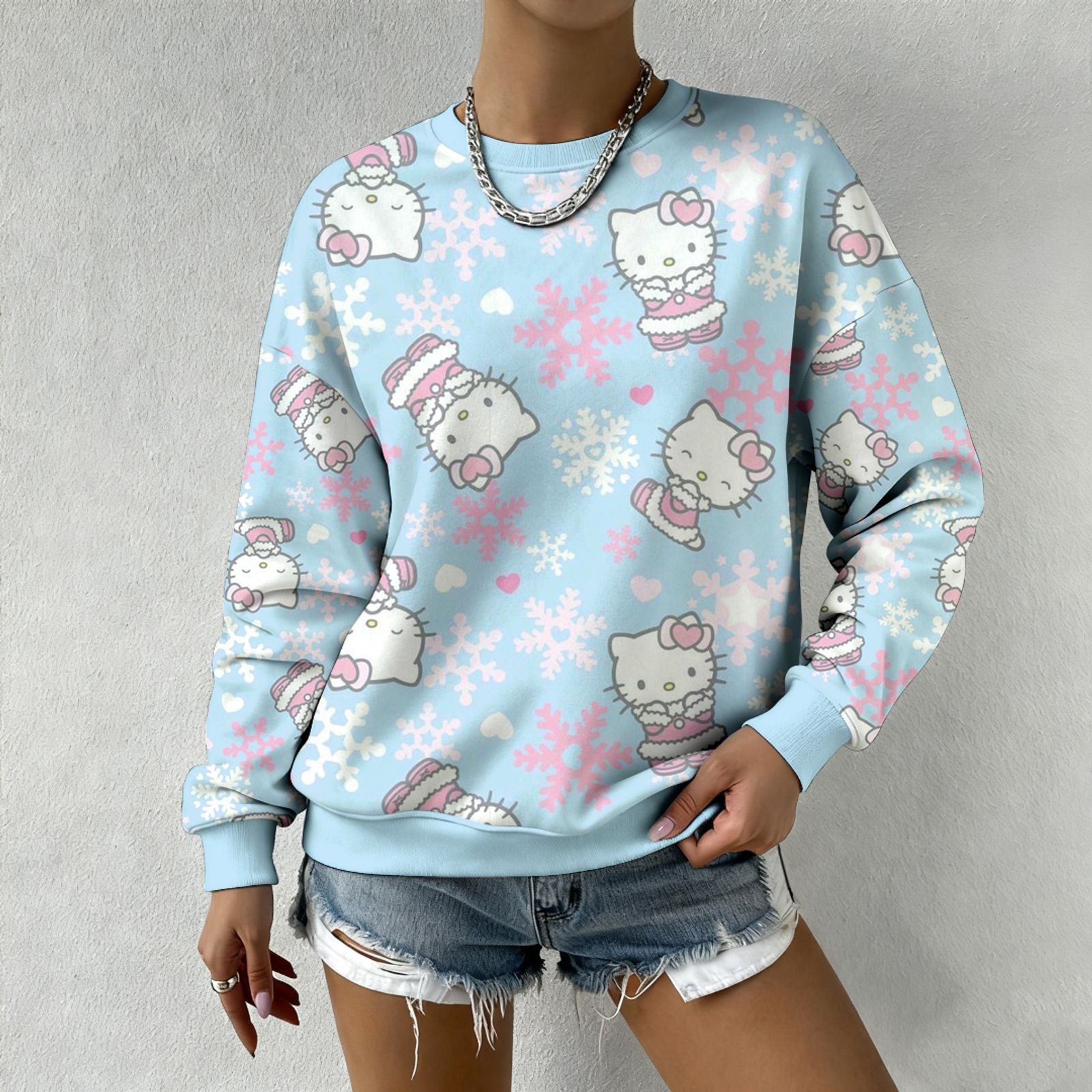 Ugly Christmas Hello Kitty Women's Oversized Hoodie