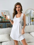 Women's Sleeveless Vest Nightdress with Love Print