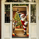Winter Santa Claus Deer Door Cover Decoration