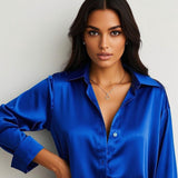 Elegant Multicolor Satin Casual Shirt for Women