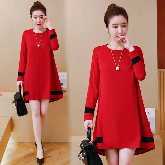 Plus Size Women's Long Sleeve T-Shirt Dress