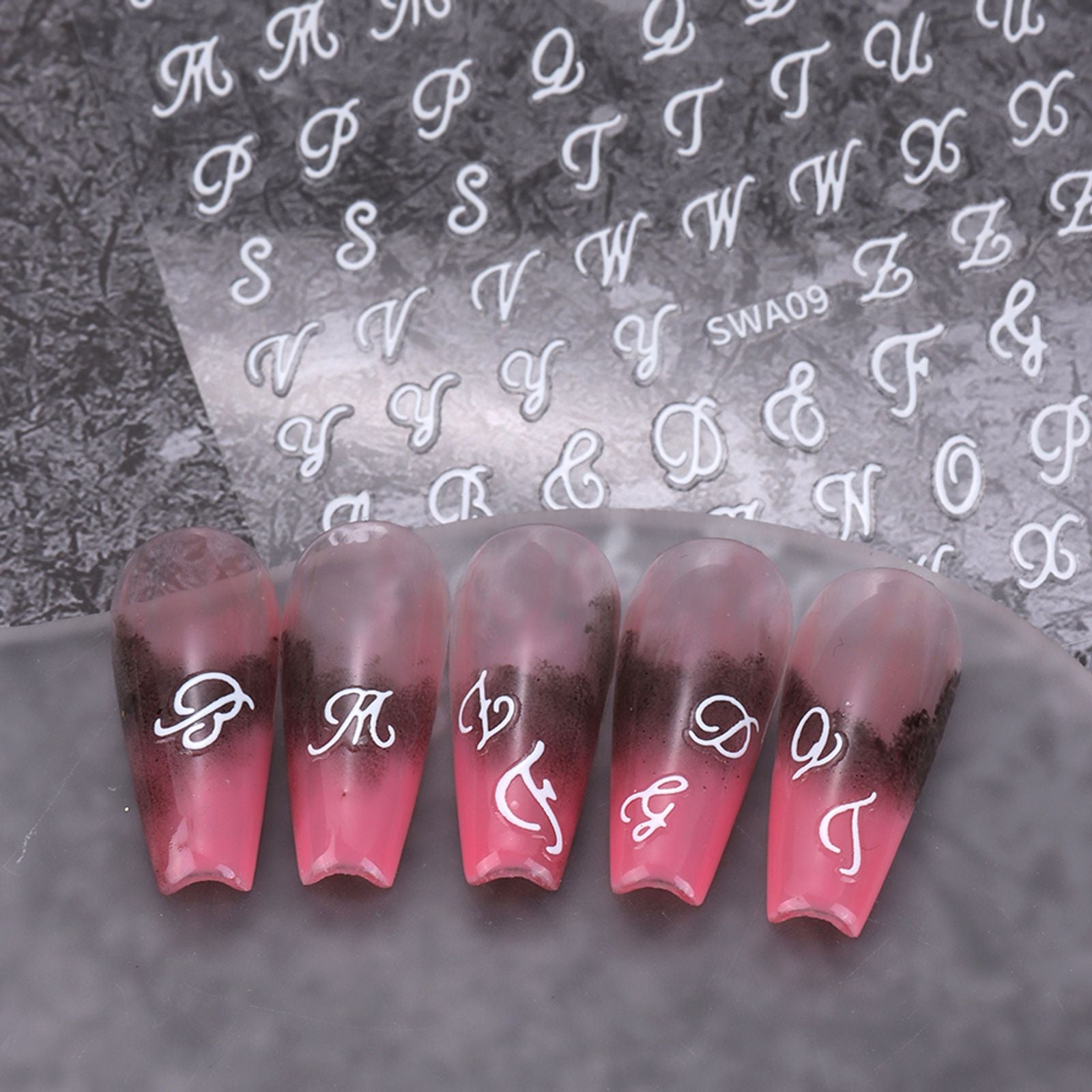4pcs Alphabet Nail Stickers - Roman Letter Design