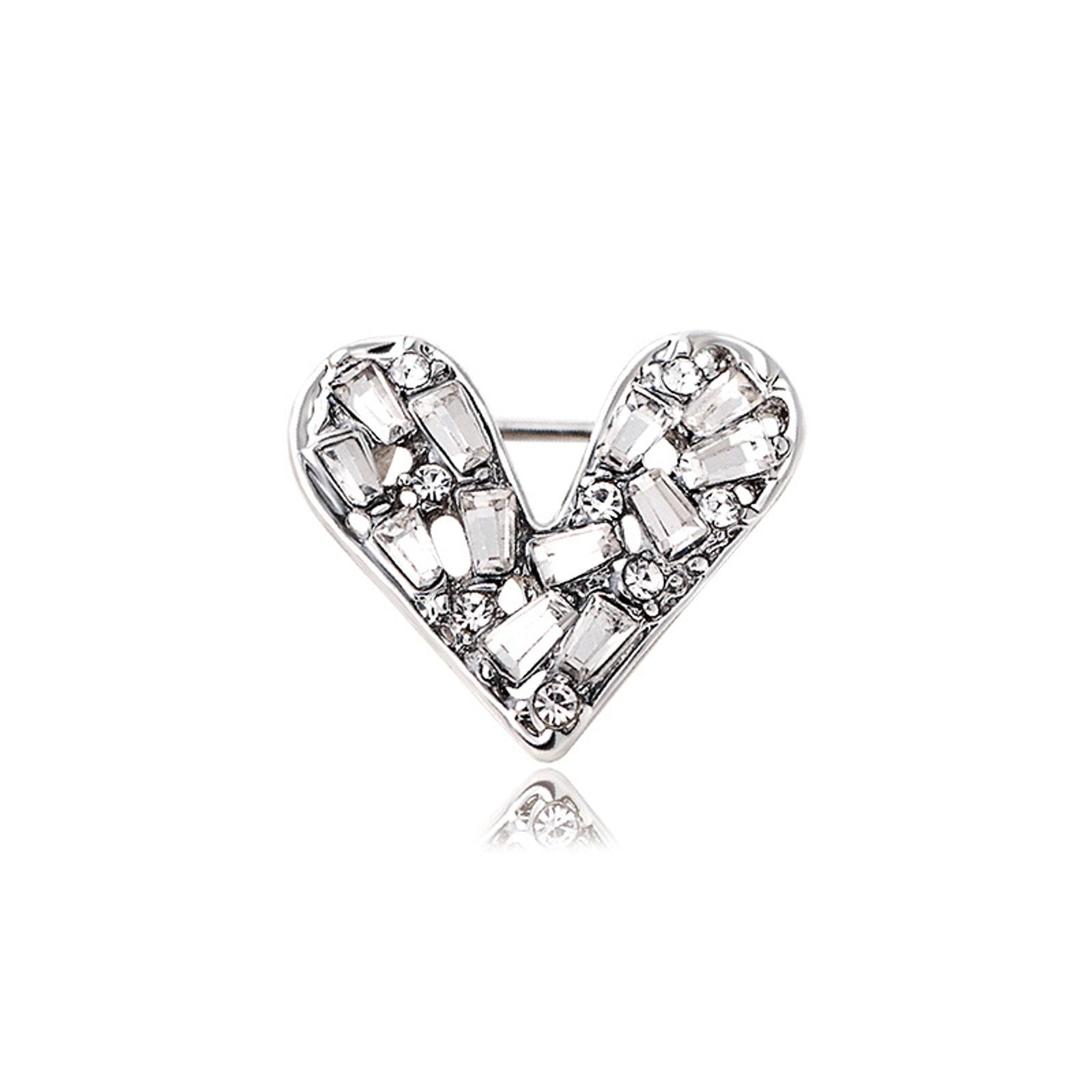 Sparkling Crystal Heart Mini Brooch Fashion Lapel Pin