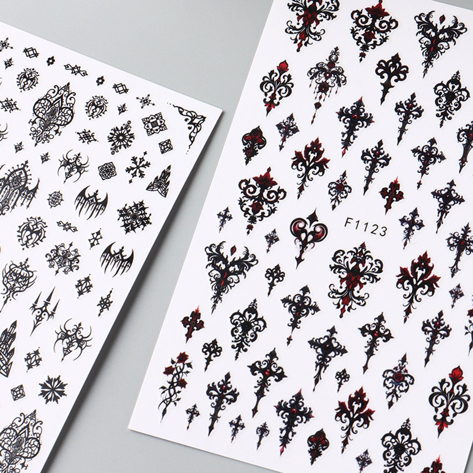 Gothic Black Nail Art Stickers for Elegant Weddings & Halloween