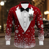2025 Men's Christmas Snowflake Formal Shirt with 3D Tie Design