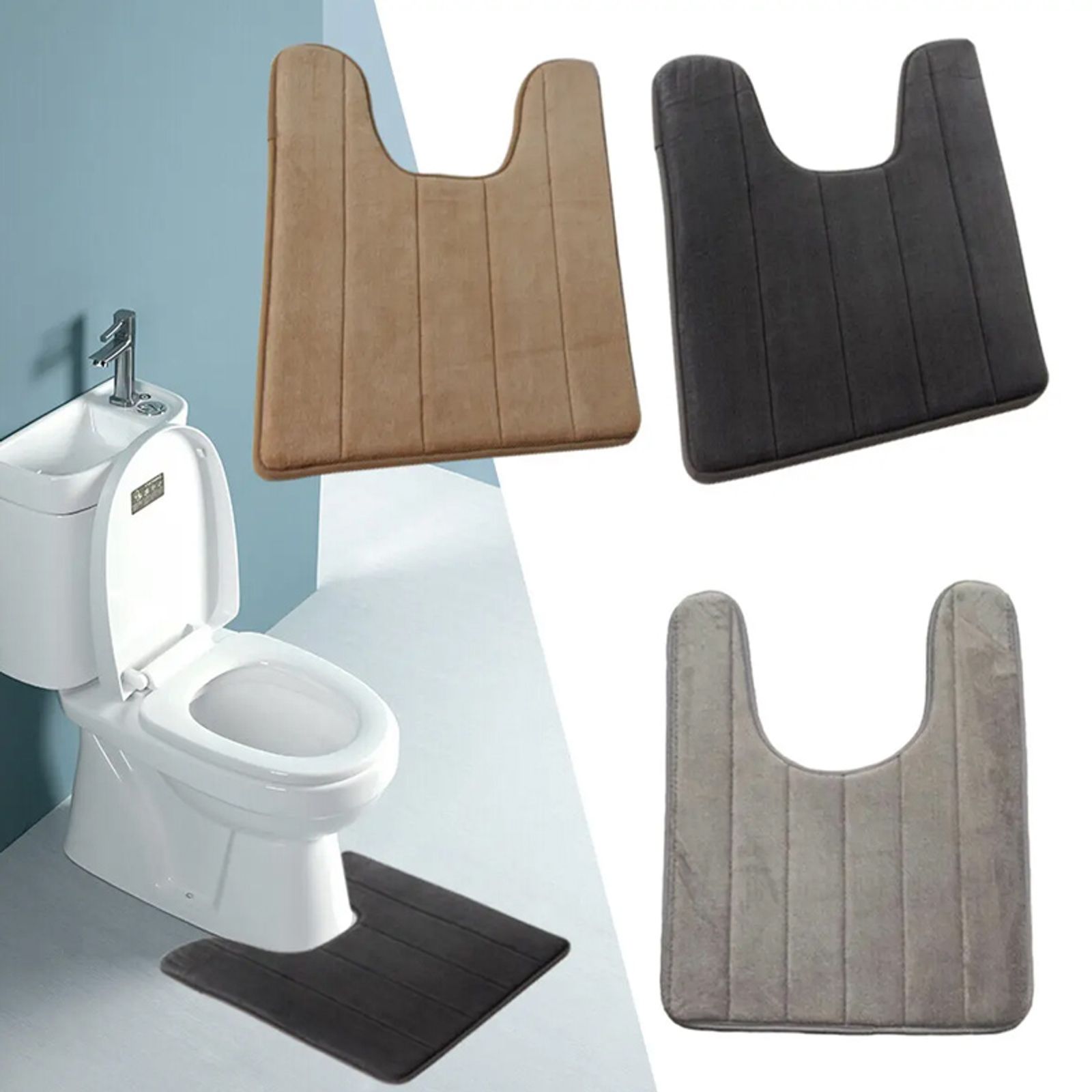 U-Shaped Water Absorbing Bathroom Mats