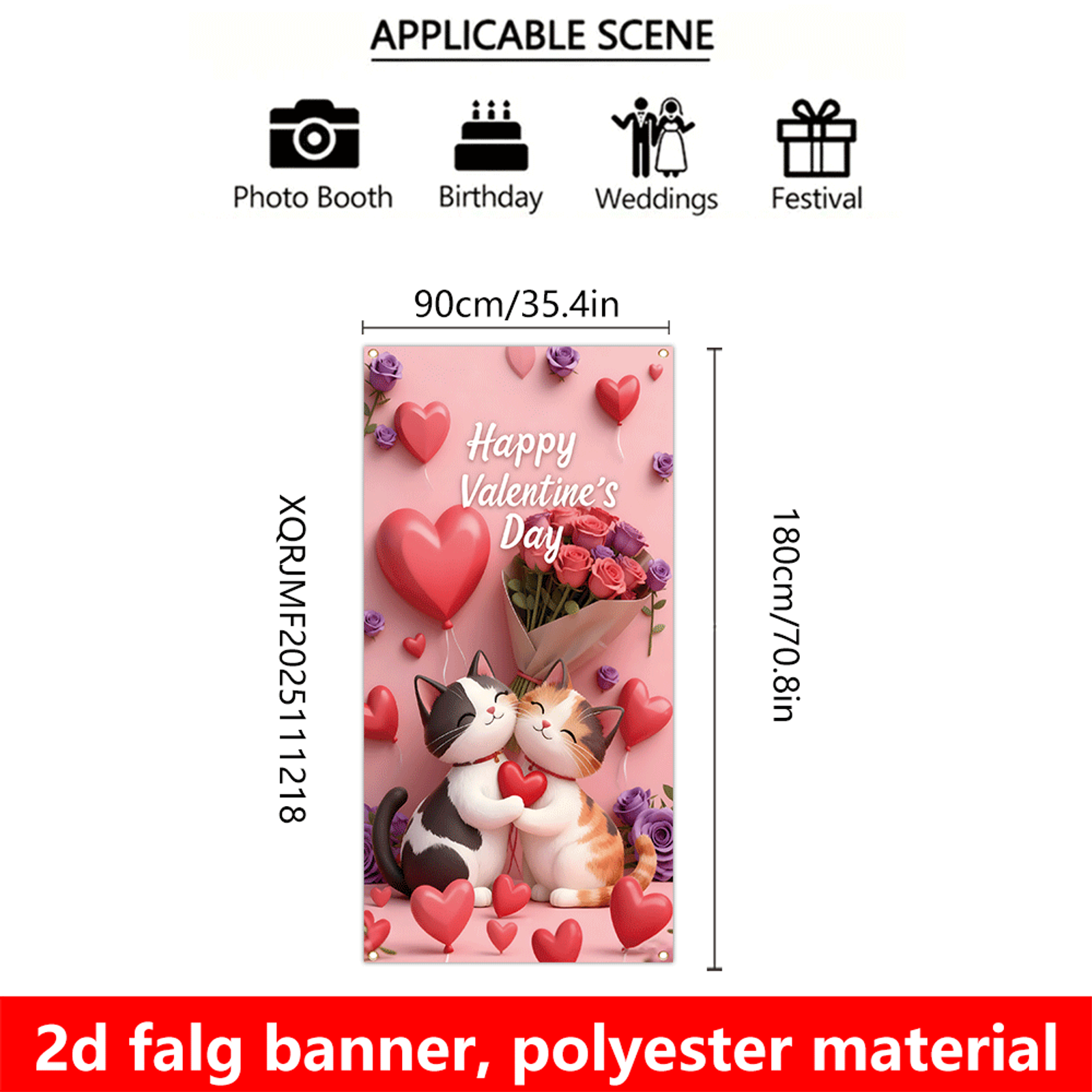 Valentine's Day Roses and Cat Banner for Weddings and Parties