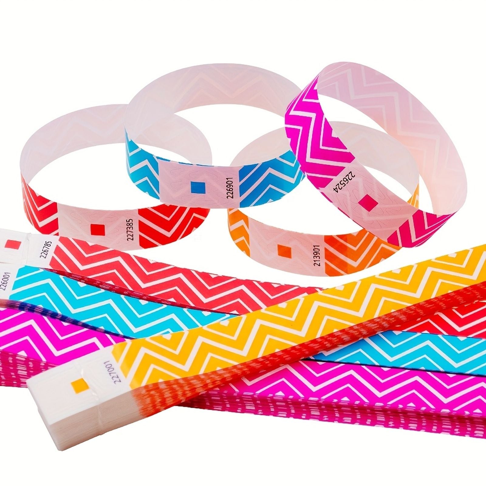 100/400pcs Fluorescent Numbered Wristbands - Multicolor Disposable Bracelets