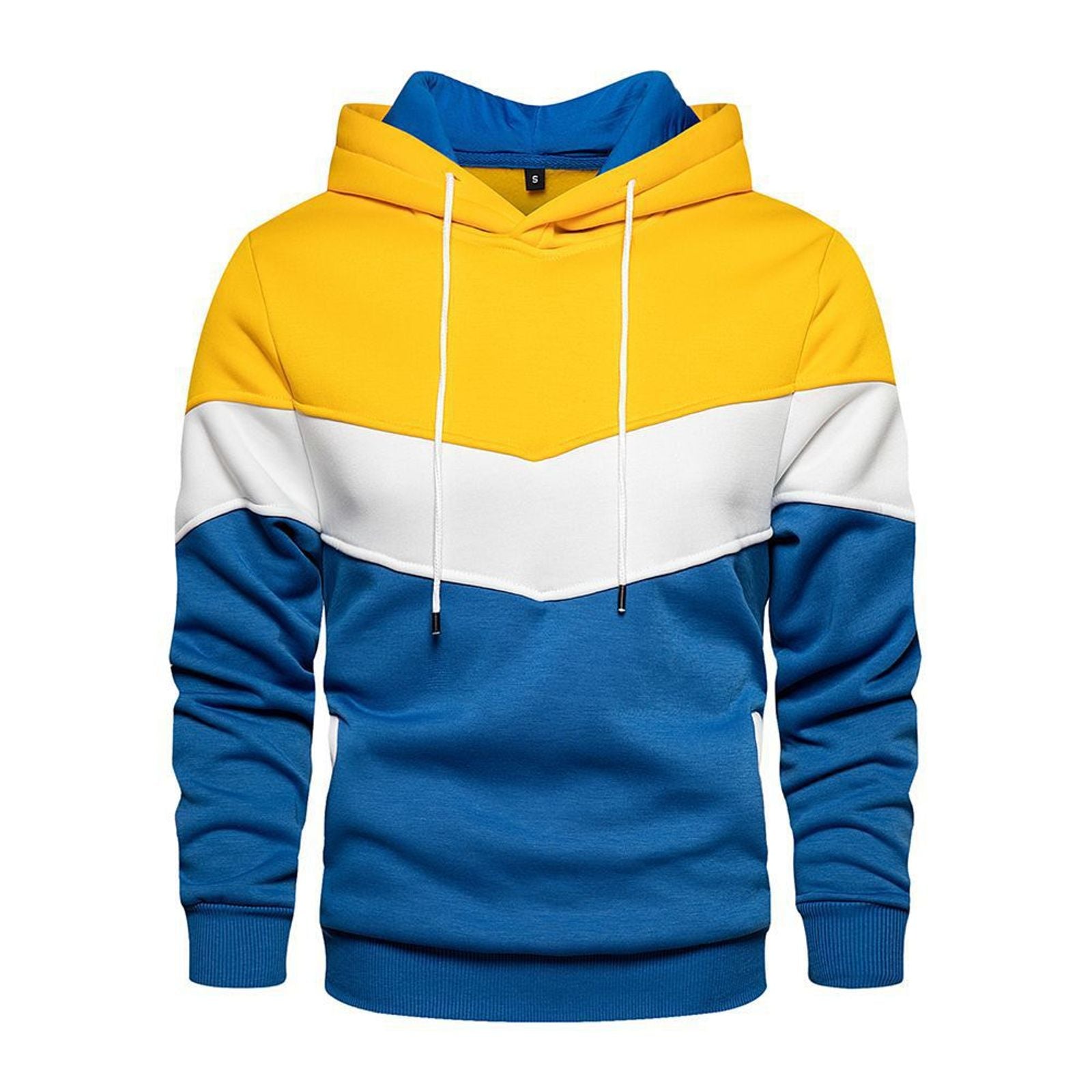 Men's Fleece Thermal Patchwork Hoodie for Outdoor Sports