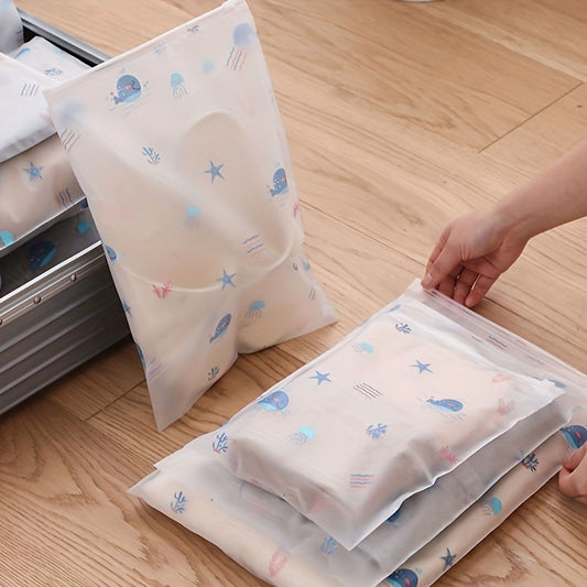 5pcs Printed Travel Storage Bags, Waterproof Clothes Organizer