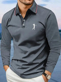 Men's Breathable Casual Long Sleeve Polo Shirt