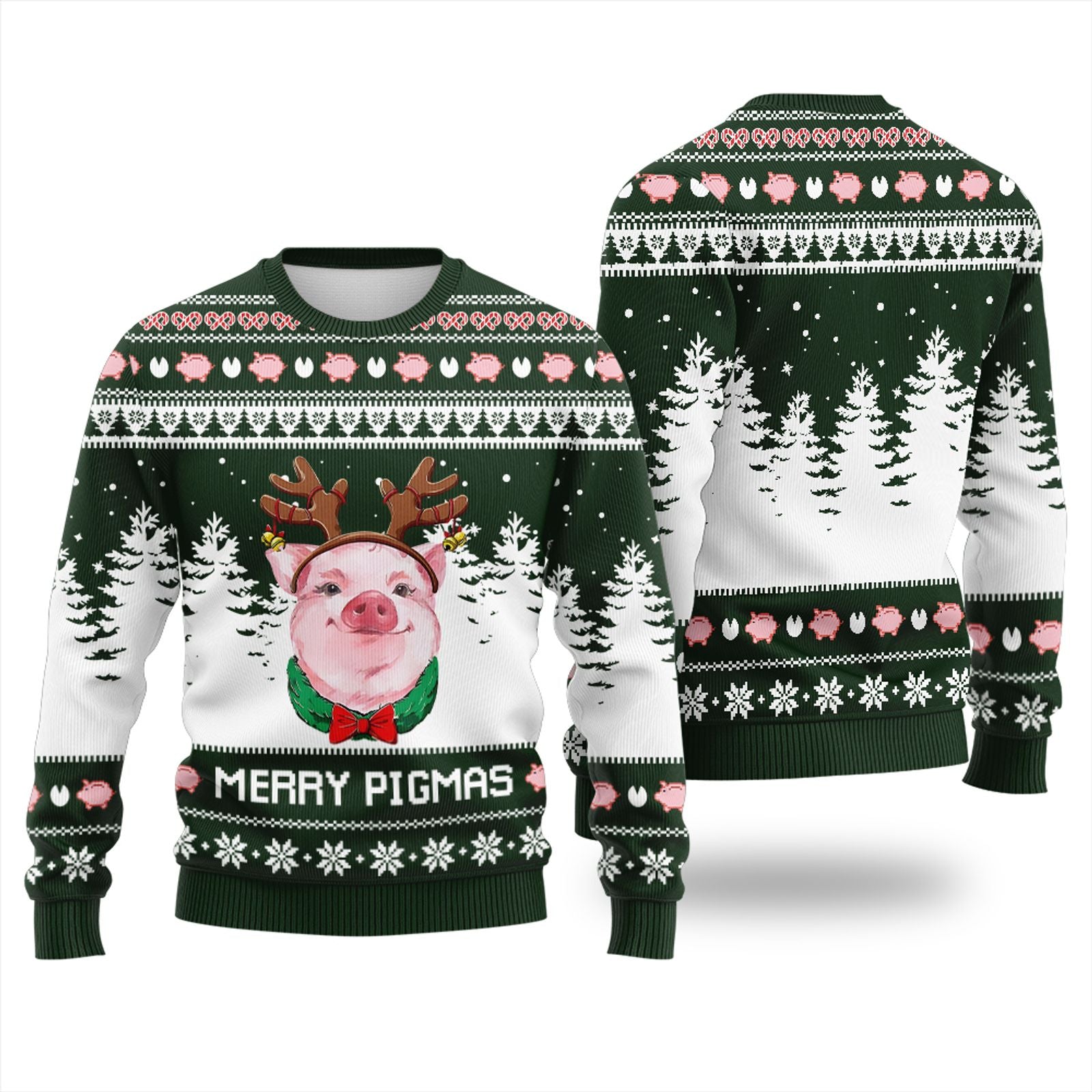 Pig with Reindeer Antlers Winter Christmas Hoodie