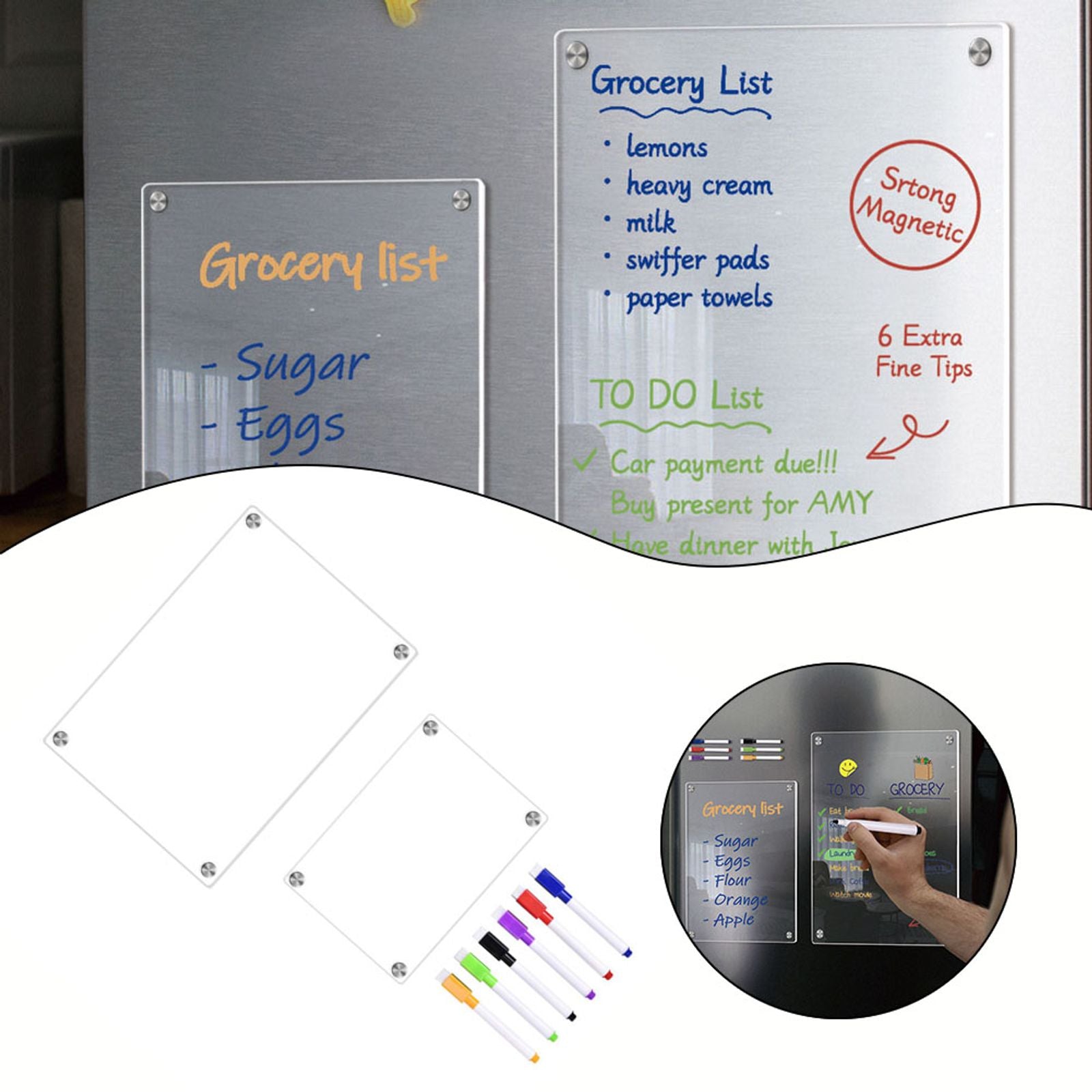 Clear Acrylic Magnetic Calendar - Reusable Dry Erase Board