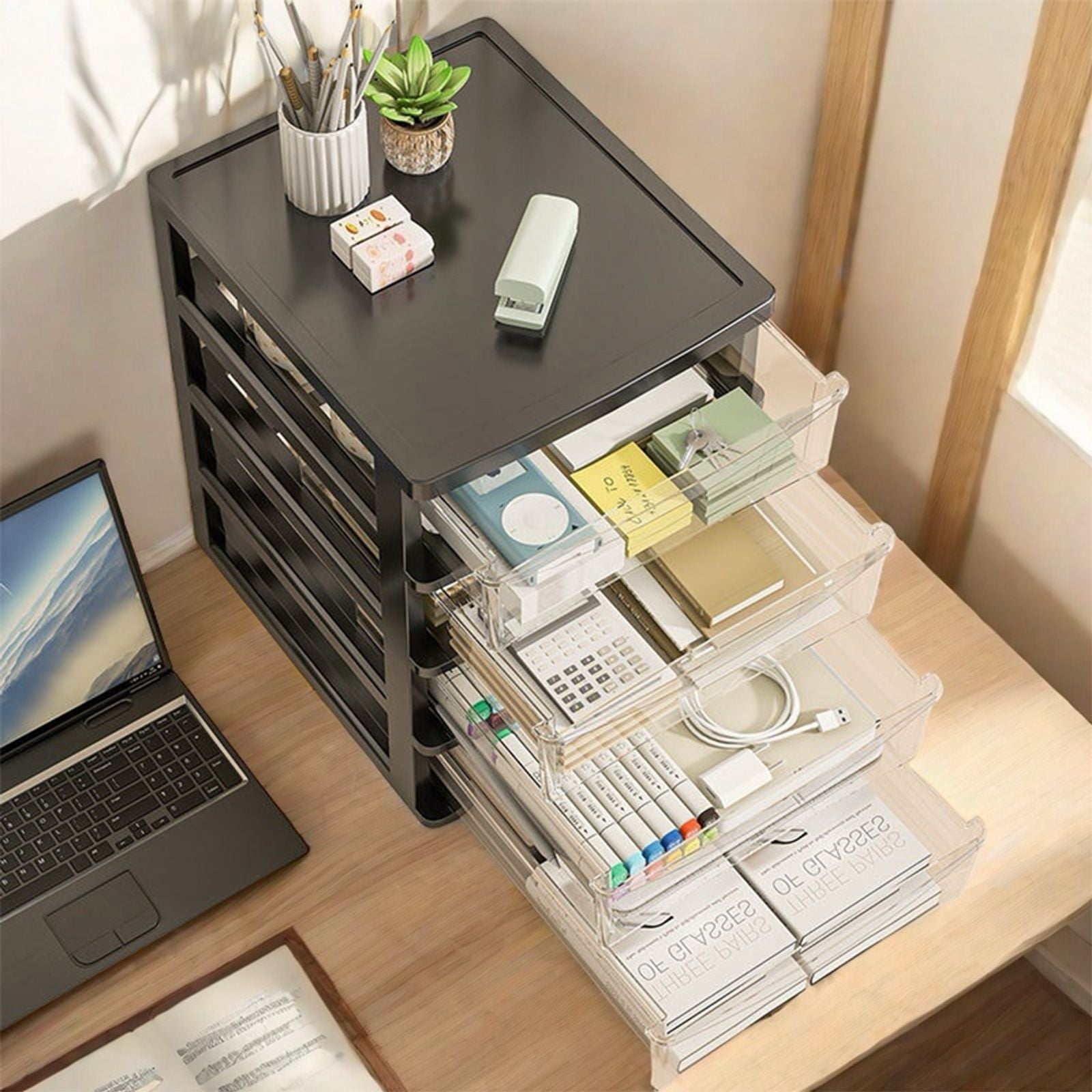 Medium Desktop Storage Box with Drawer – Office Organizer