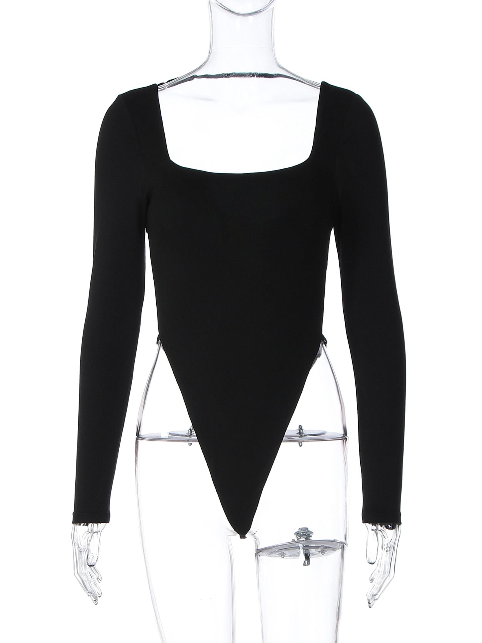 Dulzura Square Collar Backless Long Sleeve Bodysuit