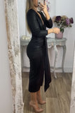 Women’s Deep V-Neck Bodycon Slim Long Dress