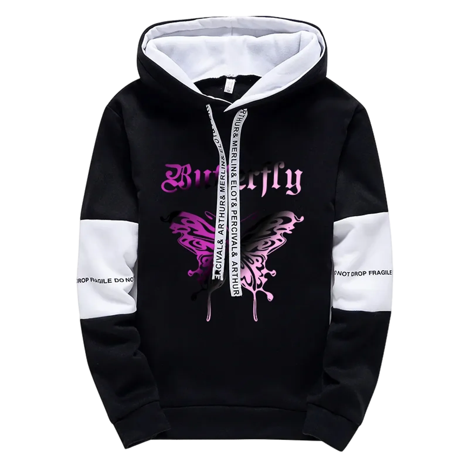 Girls Urban Fashion Loose Hoodie with Letter Print