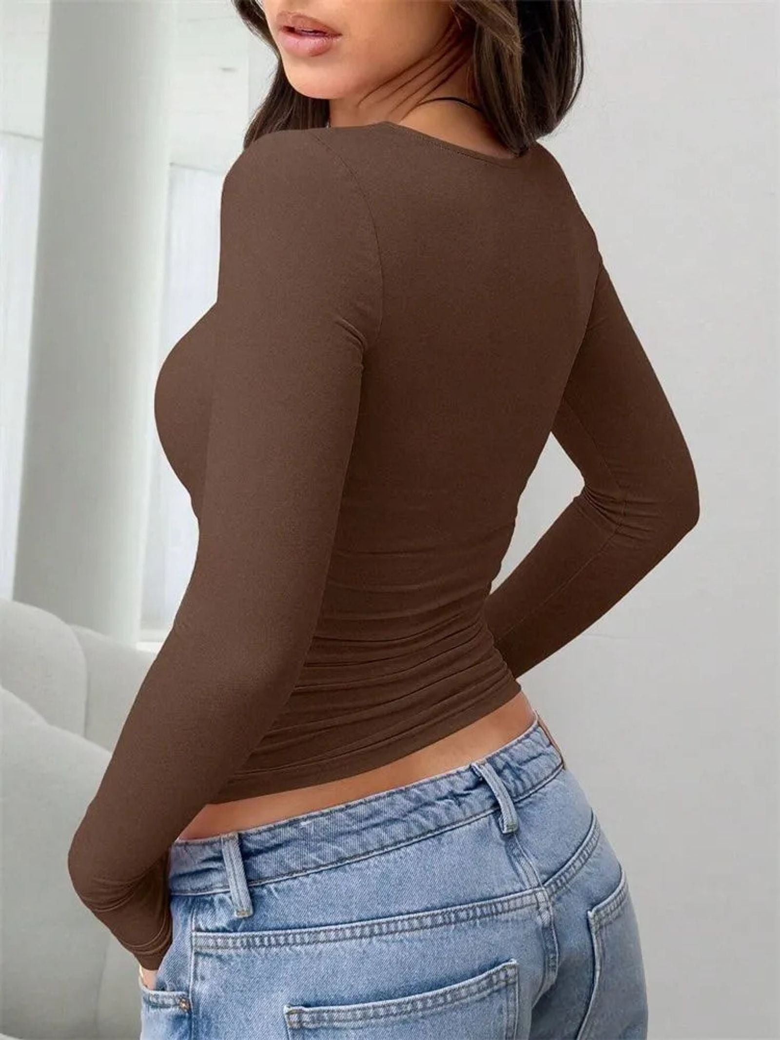 Basic Long Sleeve Crop Top for Women