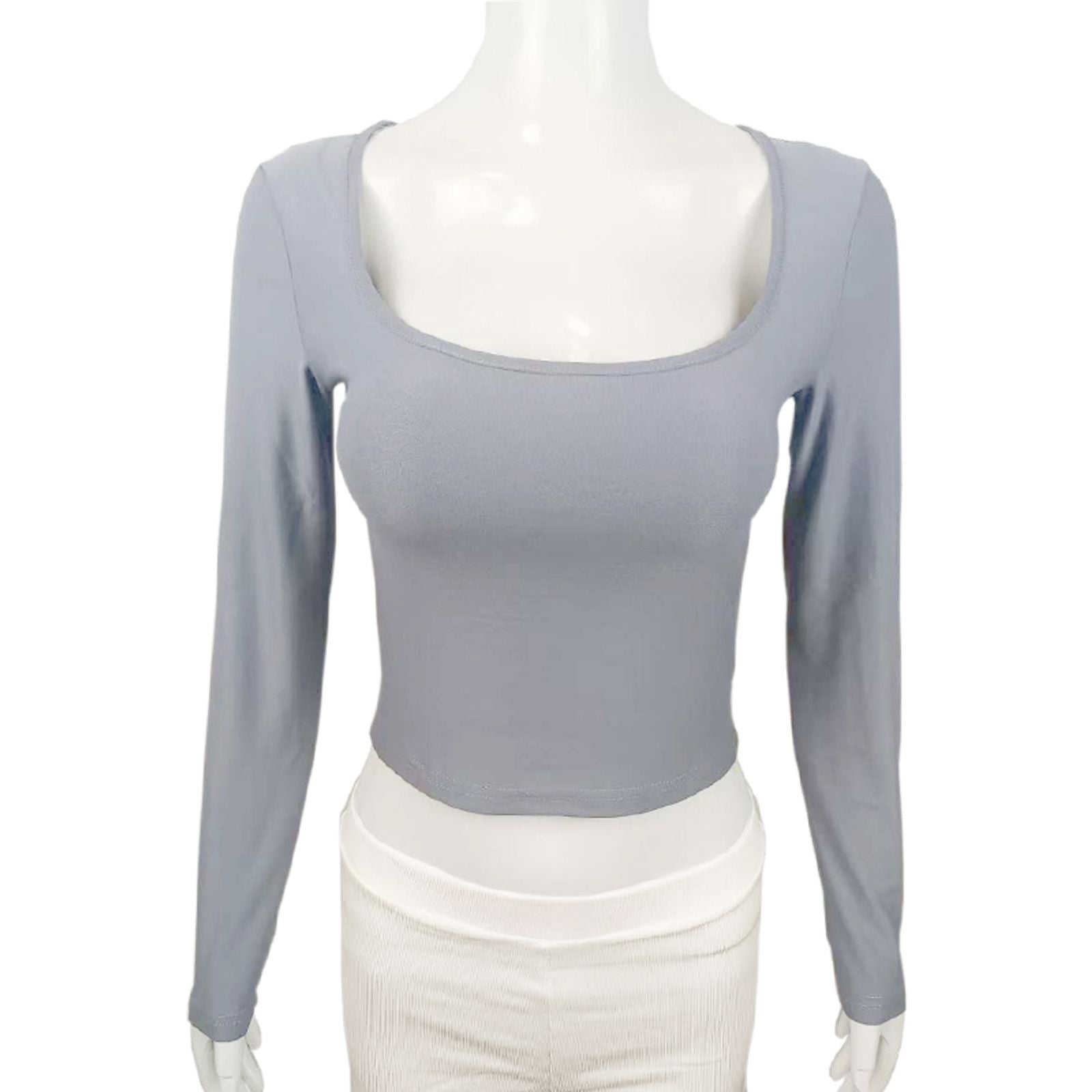 Women’s Slim Fit Long Sleeve T-shirt with Square Collar