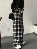 Oversized Black Plaid Women’s Sweatpants