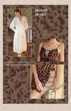 Rebeyuli Women's Leopard Print Velvet Lingerie Dress Set