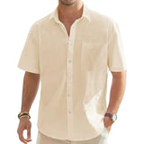 Men's Cotton Linen Short Sleeve Vacation Shirt