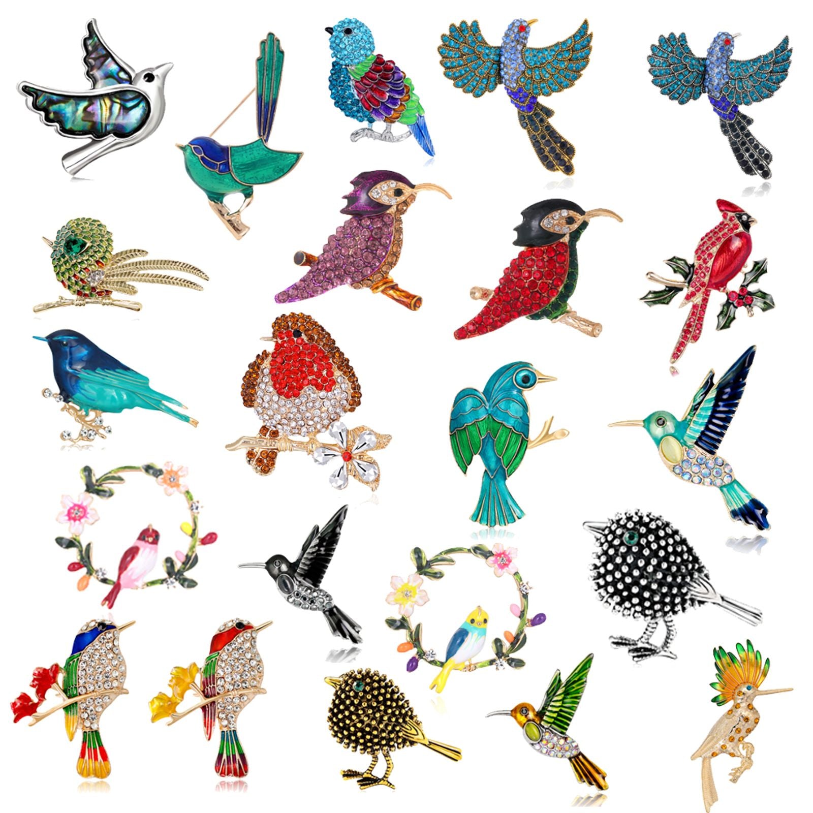 Cute Animal Brooch - Shiny Crystal Sparrow Pigeon Pin