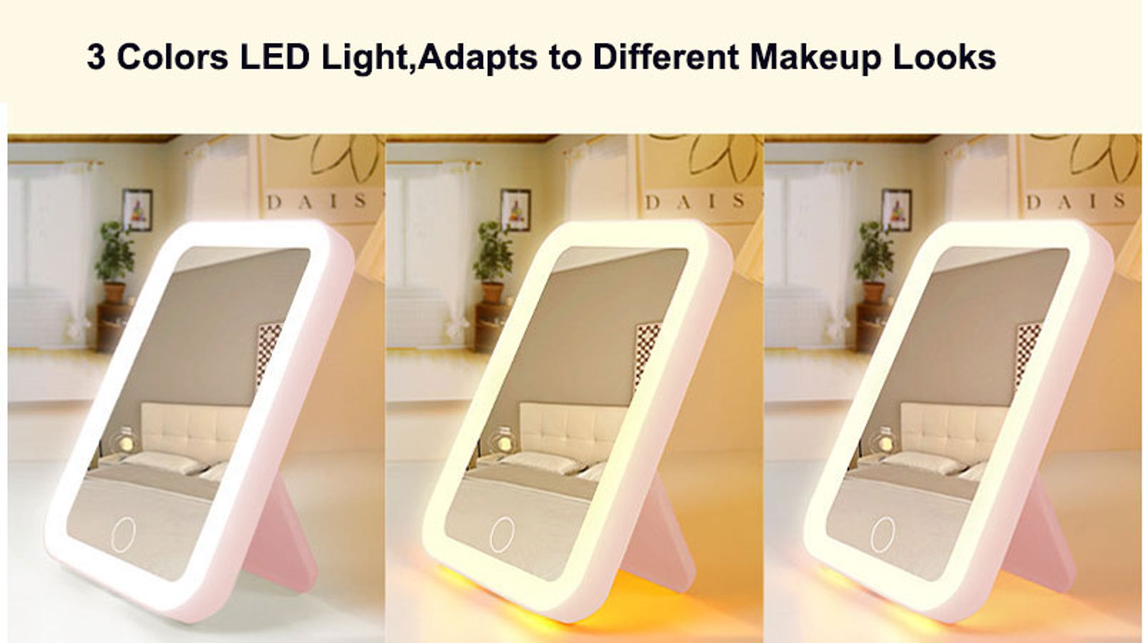 LED Vanity Mirror with Touch Screen & Rechargeable Battery