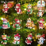 12Pcs Cute Cat Shaped Christmas Tree Decorations