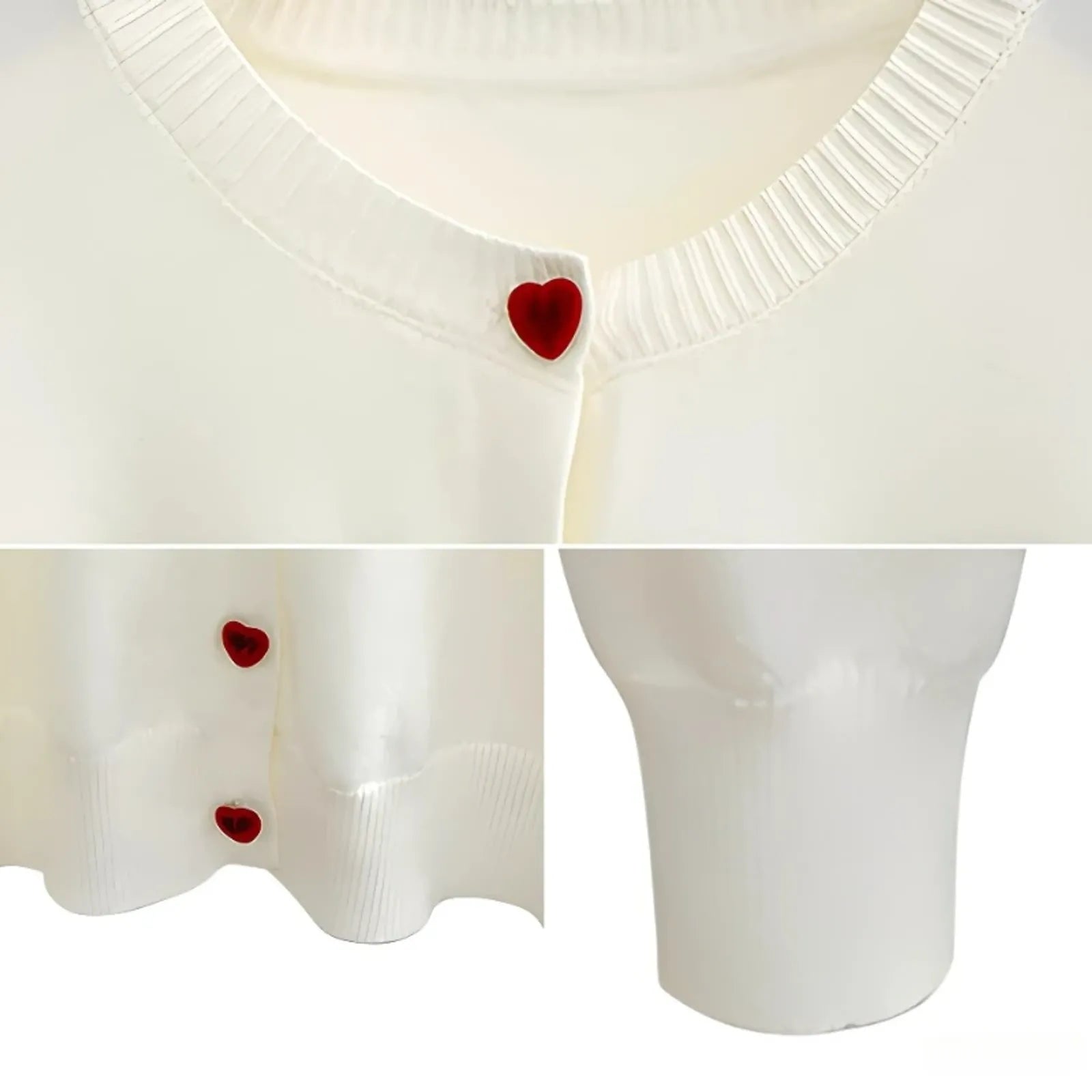 Women's O-Neck Heart Button Sweater Cardigan with Bow Embroidery