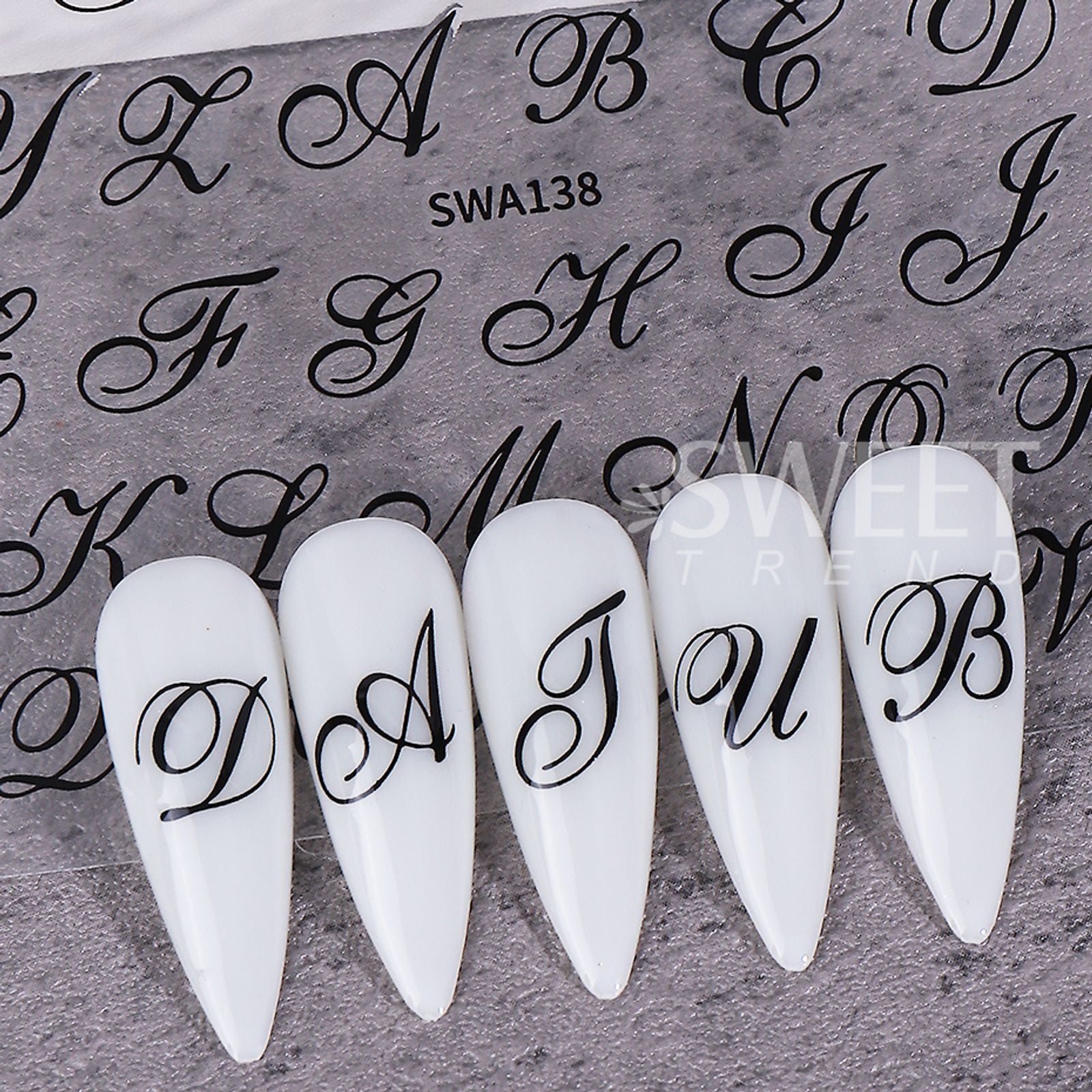 2pcs Gothic Letter Nail Stickers - Y2K Design Decals