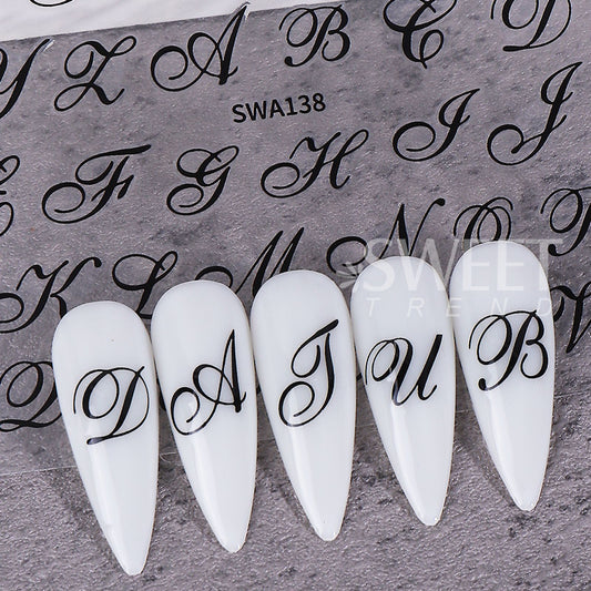 2pcs Gothic Letter Nail Stickers - Y2K Design Decals