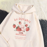 Women's Cute Strawberry Rabbit Printed Hoodie