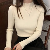 Autumn Winter Mock Neck Women's Vintage Knitted Sweater