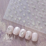 3D Crescent Moon Nail Stickers - White, Black, Gold, Silver