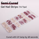 16 Tips Semi-Cured Gel Nail Stickers - Long-Lasting Colors