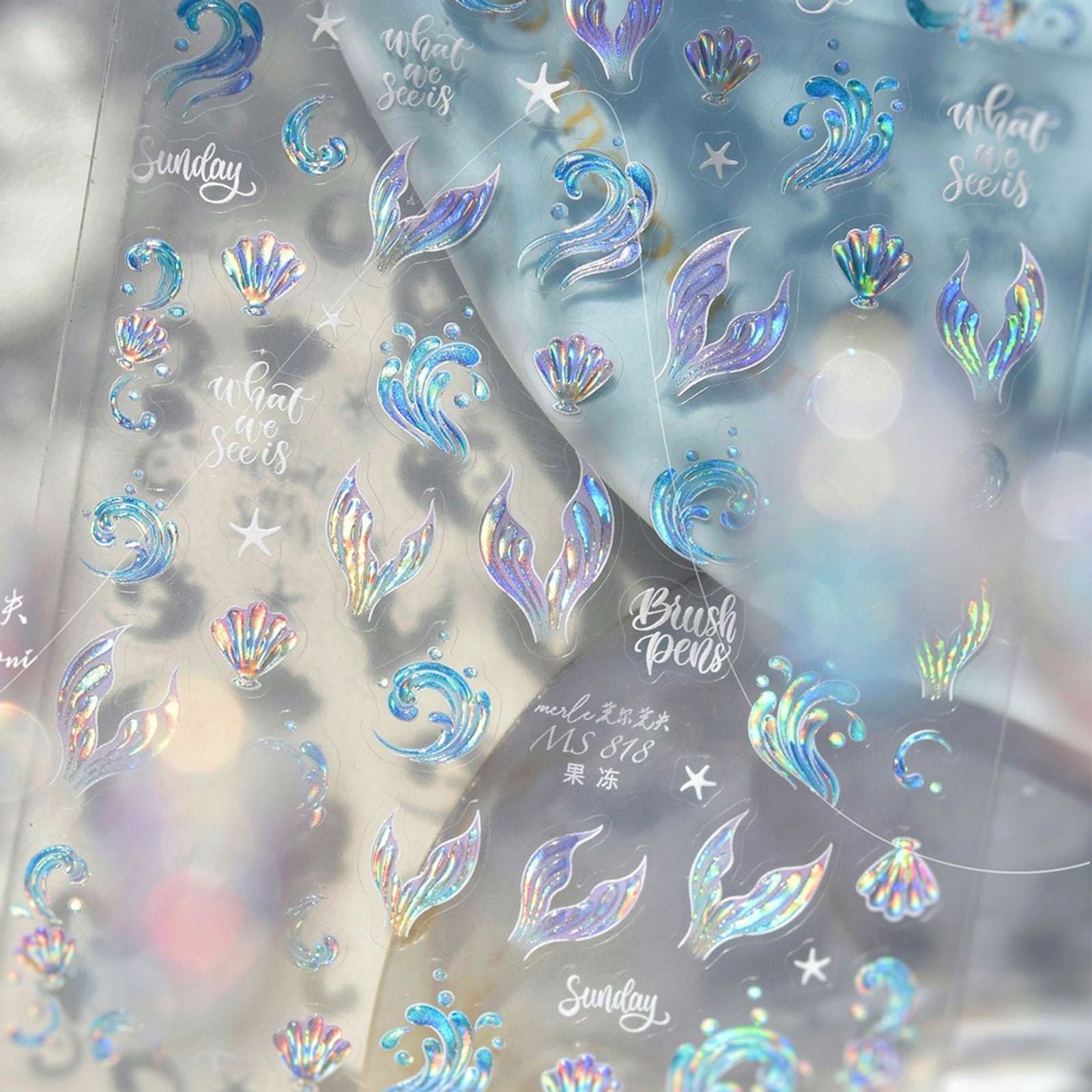 Ocean-Themed Self-Adhesive Nail Art Stickers