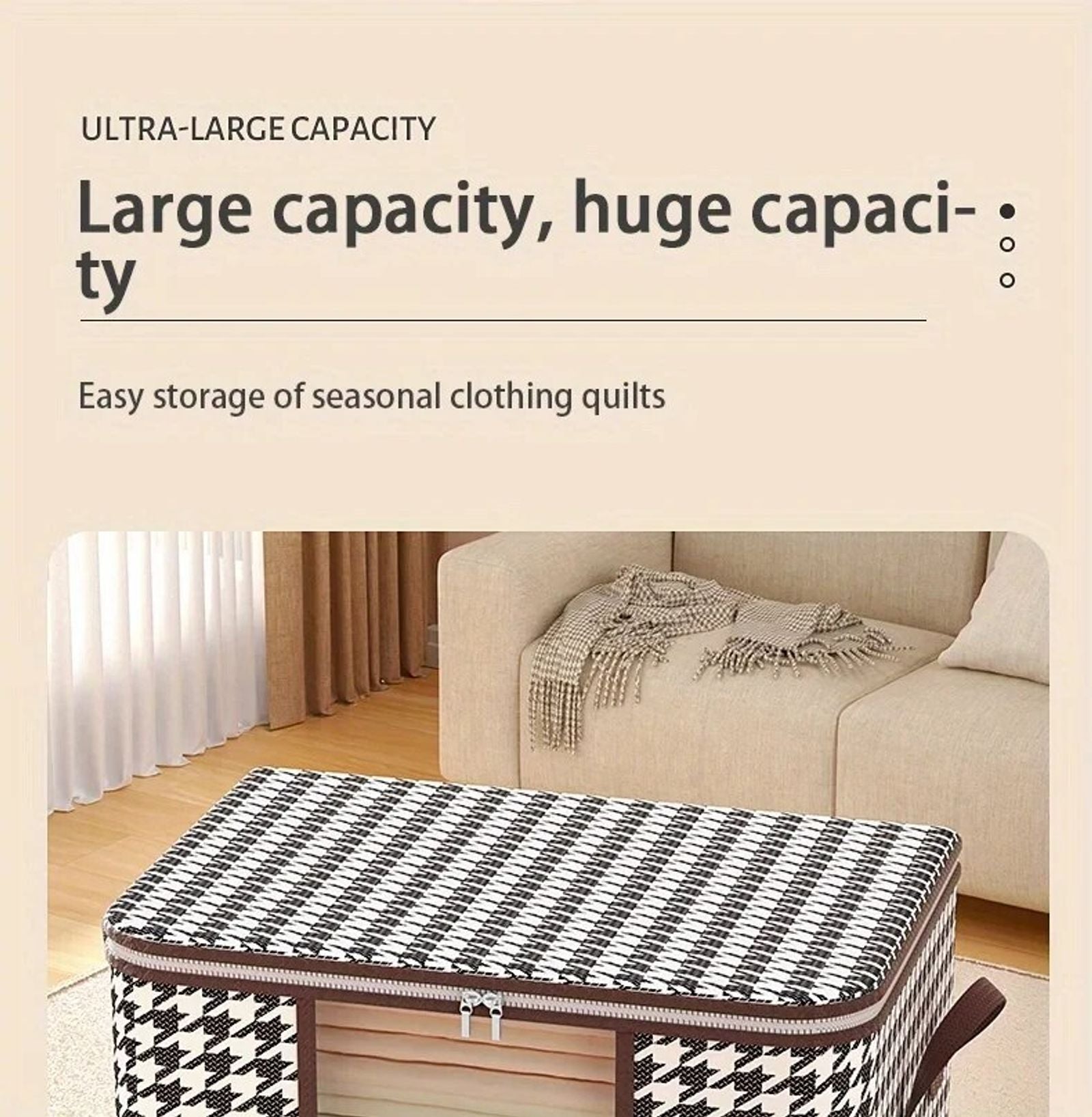 Large Clear Foldable Storage Box with Handles and Zipper
