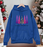 Merry Christmas Tree Print Hoodie for Men