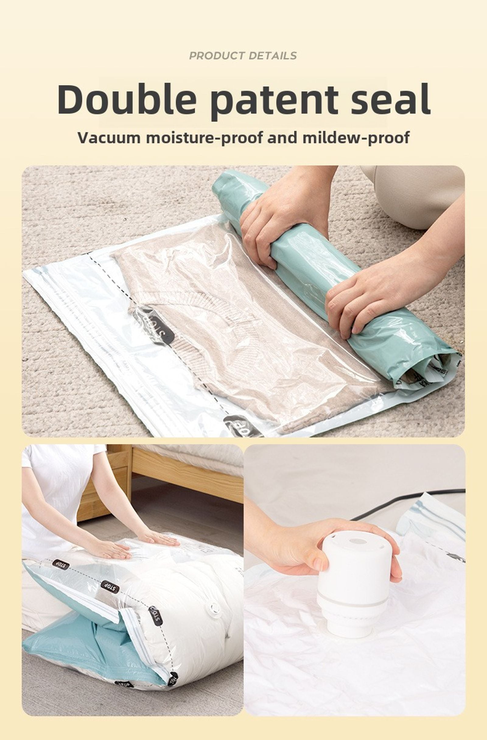 Large 3D Vacuum Compression Bags for Clothes and Quilts