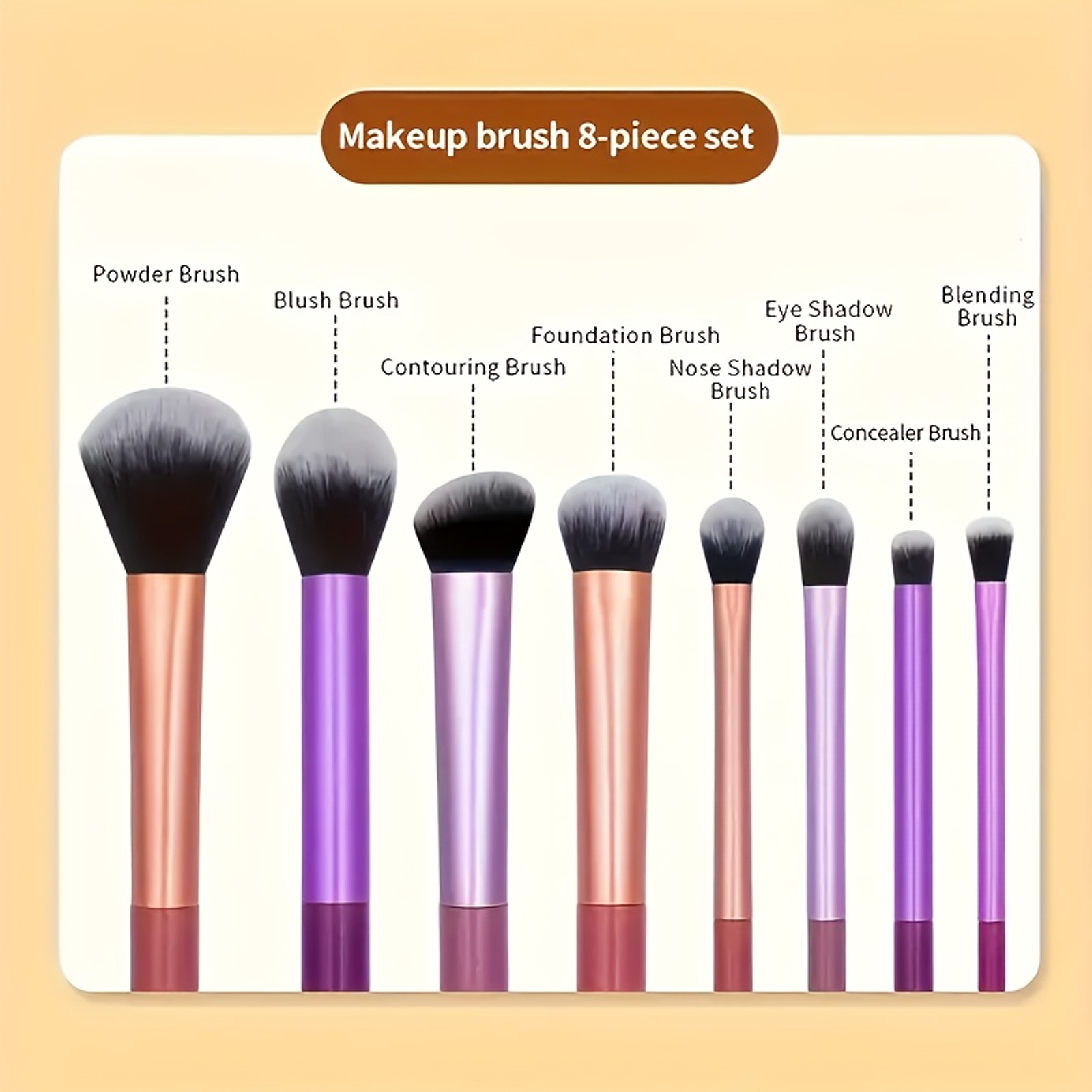 8pcs Soft Synthetic Makeup Brush Kit