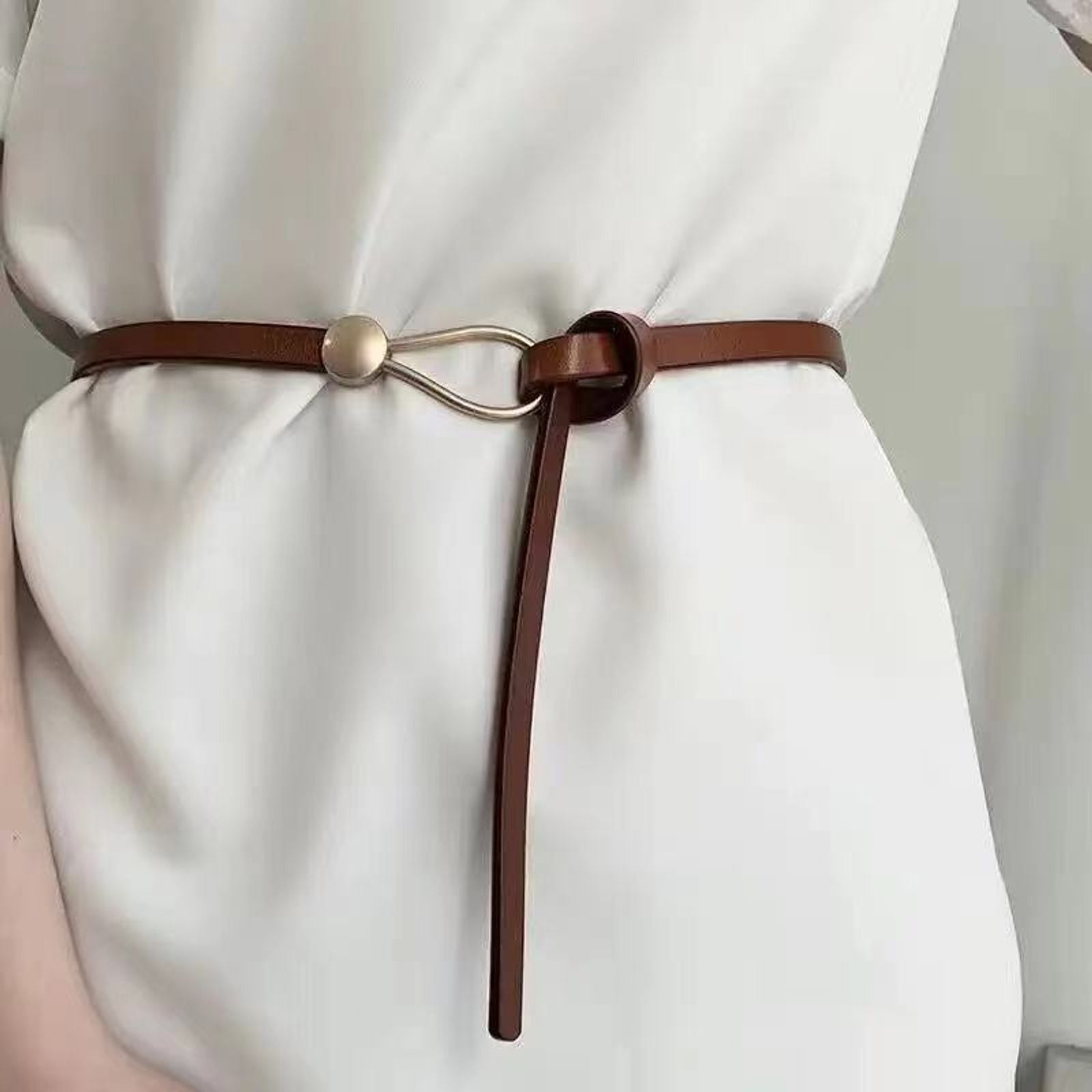 No-Hole Vintage PU Leather Knotted Belt for Women