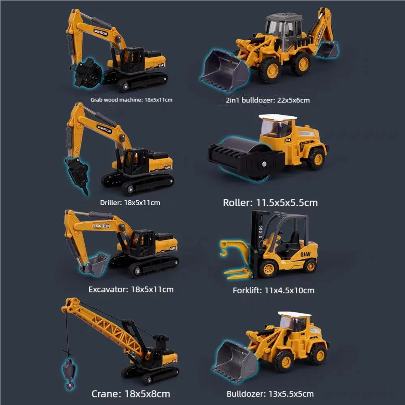 Mini Engineering Diecast Car Set - Construction Vehicles