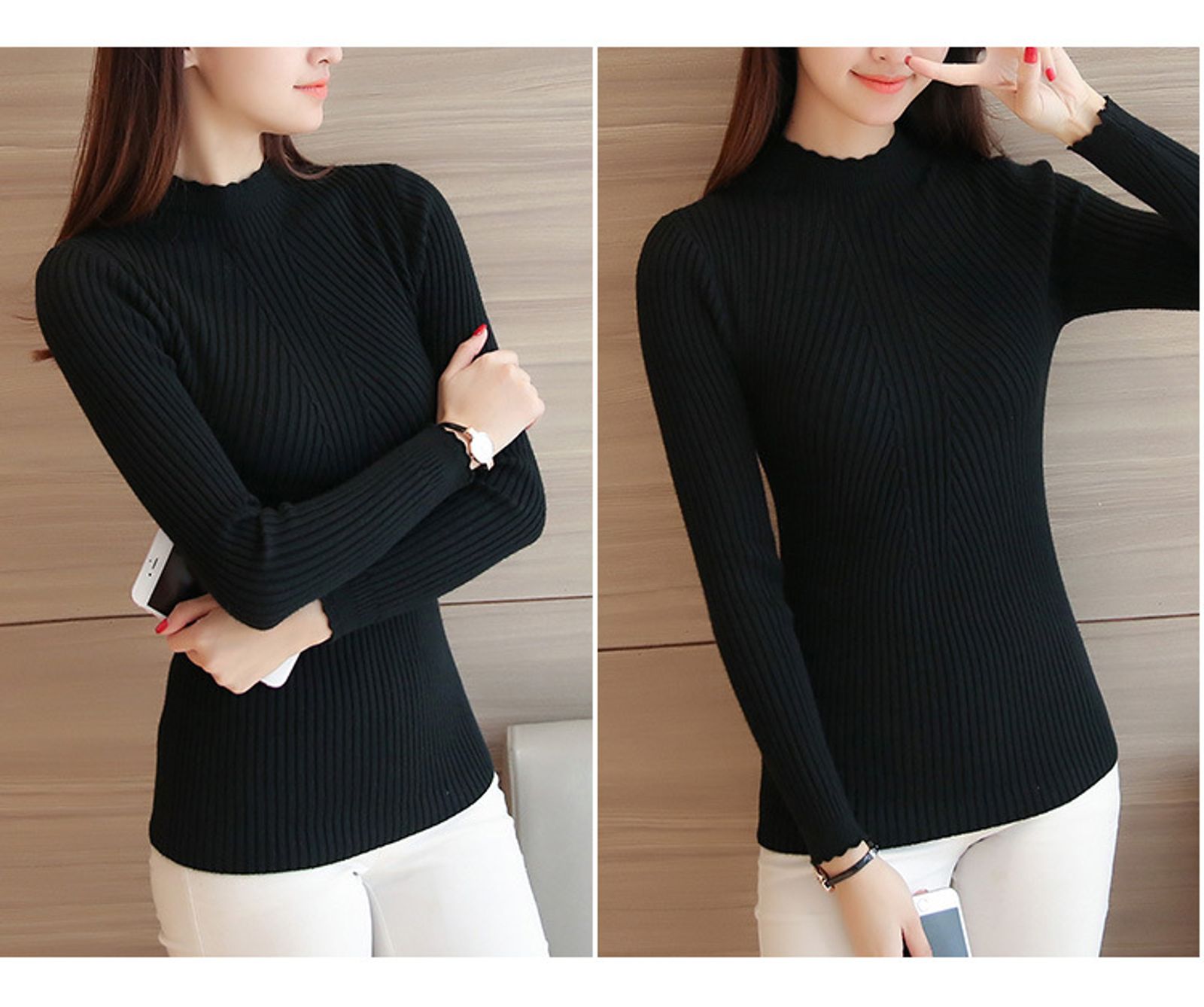 Autumn Women's Mock Neck Ruffle Sweater