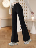 Women’s Black High-Waist Slimming Micro-Flared Sports Pants