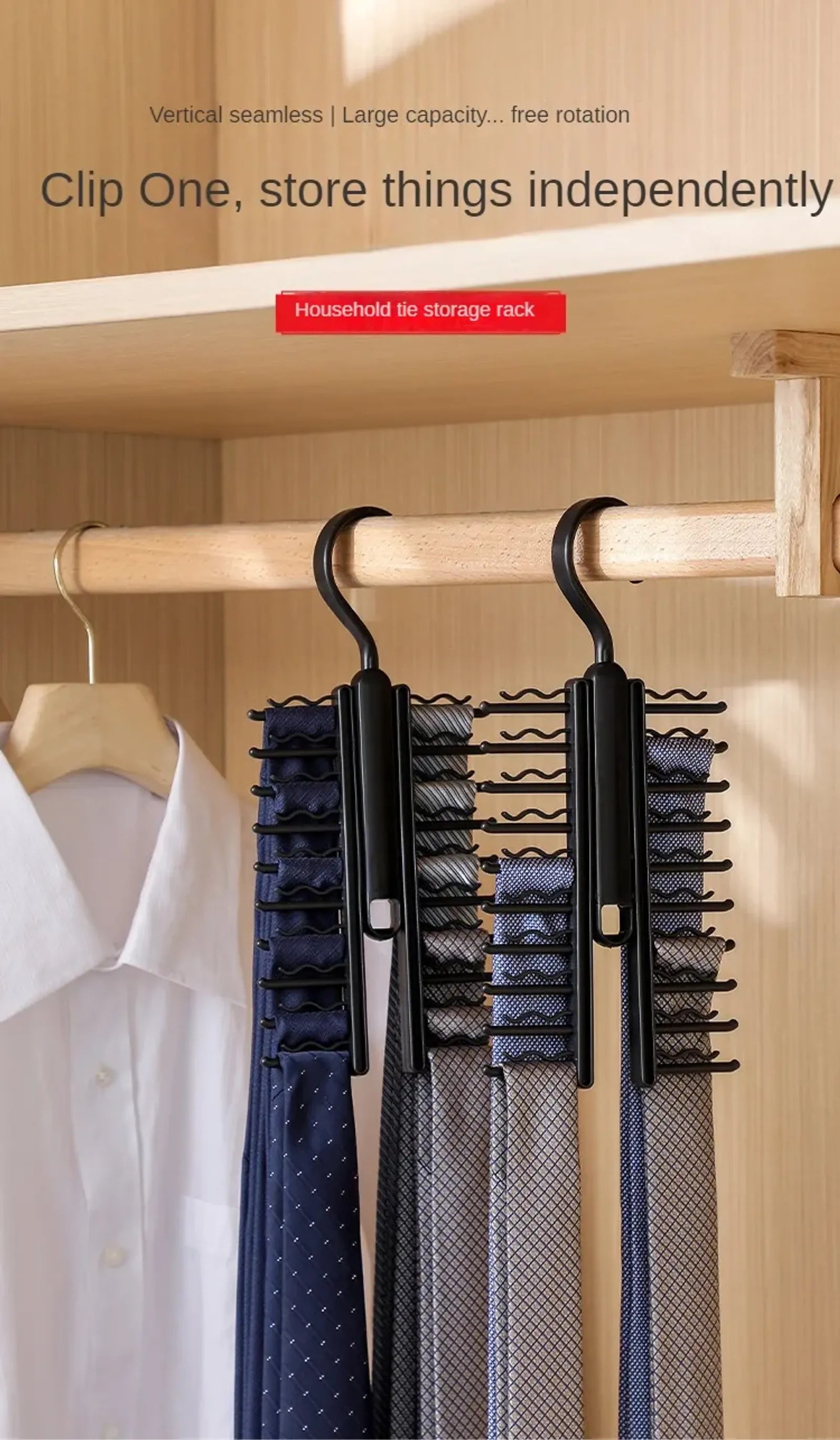Rotatable 20-Hook Silk Scarf and Tie Storage Rack