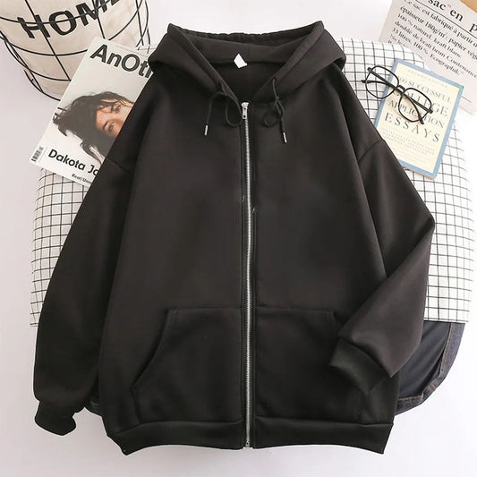 Men's Solid Color Zip-Up Hoodie Jacket